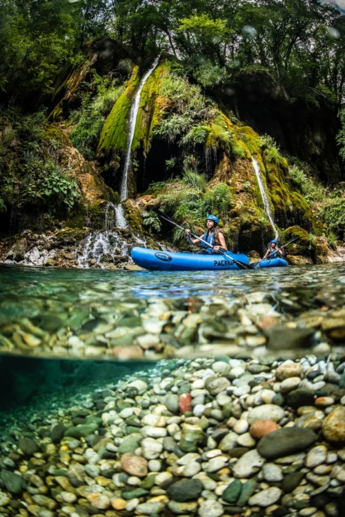 Two girls on packrafting tour on the Tara River in Montenegro